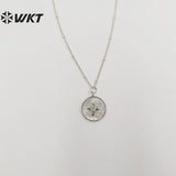 Arrival CZ & Shell Round Shape Necklace 18" Long