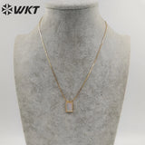 Elegant Pearl & Abalone Shell Square Necklace for Wedding Party