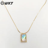 Elegant Pearl & Abalone Shell Square Necklace for Wedding Party