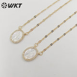 Hot Pearl Shell Oval Pendant Necklace Wedding Jewelry