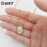 Hot Pearl Shell Oval Pendant Necklace Wedding Jewelry