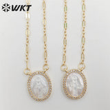 Hot Pearl Shell Oval Pendant Necklace Wedding Jewelry