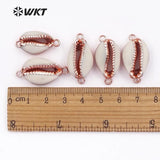 Rose Metal Cowrie Shell Pendants for Necklaces