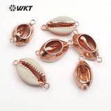 Rose Metal Cowrie Shell Pendants for Necklaces