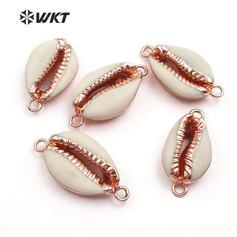 Rose Metal Cowrie Shell Pendants for Necklaces