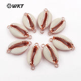 Rose Metal Cowrie Shell Pendants for Necklaces