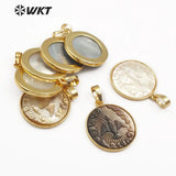 Pearl Shell Pendant with Bird Pattern Carved Jewelry