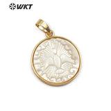 Pearl Shell Pendant with Bird Pattern Carved Jewelry
