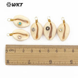 Cowrie Shell Pendant Gemstone Charm Brass Wire Wrapped Pendant
