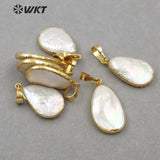 Freshwater Pearl Pendant Water Drop Shape Bezel Necklace