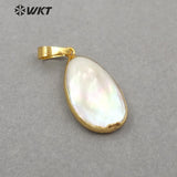 Freshwater Pearl Pendant Water Drop Shape Bezel Necklace