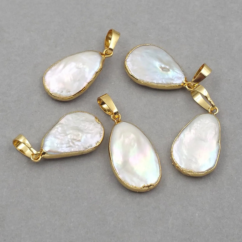 Freshwater Pearl Pendant Water Drop Shape Bezel Necklace