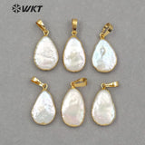 Freshwater Pearl Pendant Water Drop Shape Bezel Necklace