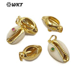 Shell Pendant Cowrie CZ Charm Women Summer Beach Jewelry