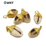 Natural Cowrie Shell Pendant Wire Wrapped Women Jewelry Supplies