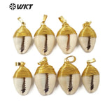 Natural Cowrie Shell Pendant Wire Wrapped Women Jewelry Supplies