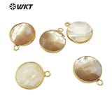 Natural Shell Pendant Round Bezel Setting Shell Pendant