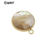 Natural Shell Pendant Round Bezel Setting Shell Pendant