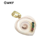 Trumpet Shell Heart Pendant with Cubic Zirconia for Earrings and Necklace
