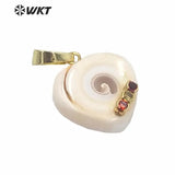Trumpet Shell Heart Pendant with Cubic Zirconia for Earrings and Necklace