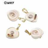 Trumpet Shell Heart Pendant with Cubic Zirconia for Earrings and Necklace