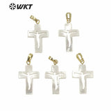 Natural Shell Pendant Jesus Cross Pendant For Necklace Single Loop