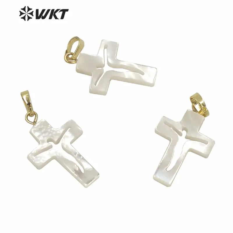 Natural Shell Pendant Jesus Cross Pendant For Necklace Single Loop