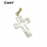 Natural Shell Pendant Jesus Cross Pendant For Necklace Single Loop