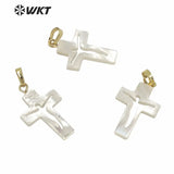 Natural Shell Pendant Jesus Cross Pendant For Necklace Single Loop
