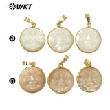 Round Coin Shell Smiling Face Necklace Pendant Women Jewelry
