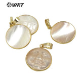 Round Coin Shell Smiling Face Necklace Pendant Women Jewelry