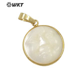 Round Coin Shell Smiling Face Necklace Pendant Women Jewelry