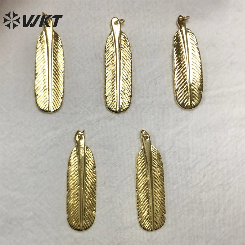 Full Plated Shell Pendant Feather Shape Necklace Earrings Set