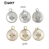 Four Leaf Flower Patchwork Zircon Pendant Necklace Earrings Set