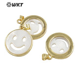 Smile Face Plated Pendant Mother Pearl Round Jewelry