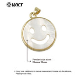 Smile Face Plated Pendant Mother Pearl Round Jewelry