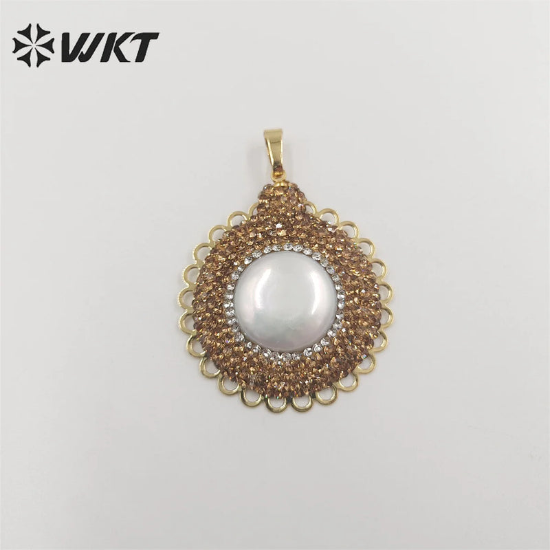Natural Pearl Rhinestone Pendant for Wedding