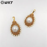 Retro Dance Club Oval Pendant Natural Pearl Rhinestone Hot Jewelry Accessory