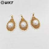 Retro Dance Club Oval Pendant Natural Pearl Rhinestone Hot Jewelry Accessory