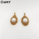 Retro Dance Club Oval Pendant Natural Pearl Rhinestone Hot Jewelry Accessory