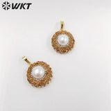 Natural Pearl Rhinestone Pendant Round Pendant Birthday Party Jewelry Accessory