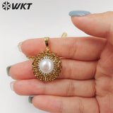 Natural Pearl Rhinestone Pendant Round Pendant Birthday Party Jewelry Accessory
