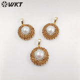 Natural Pearl Rhinestone Pendant Round Pendant Birthday Party Jewelry Accessory