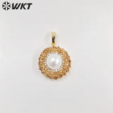 Natural Pearl Rhinestone Pendant Round Pendant Birthday Party Jewelry Accessory