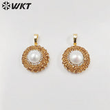Natural Pearl Rhinestone Pendant Round Pendant Birthday Party Jewelry Accessory