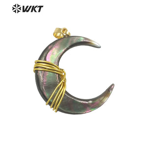 Natural Shell Moon Pendant Gold-Plated Ladies' Party Necklace