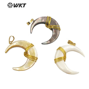 Natural Shell Moon Pendant Gold-Plated Ladies' Party Necklace