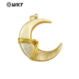 Natural Shell Moon Pendant Gold-Plated Ladies' Party Necklace