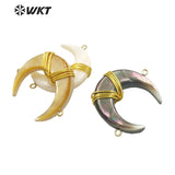 Gold-Plate Moon Shell Pendant Double Hook Party Women Gift
