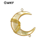 Gold-Plate Moon Shell Pendant Double Hook Party Women Gift